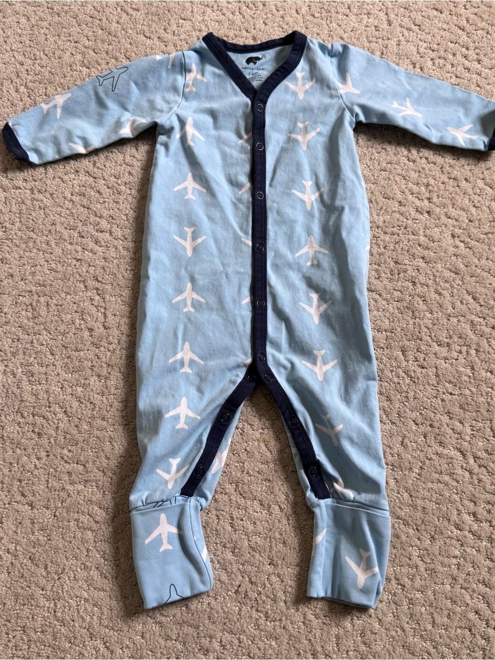 Monica & Andy Baby One Piece Snap Romper Organic Cotton 3-6 Months Planes